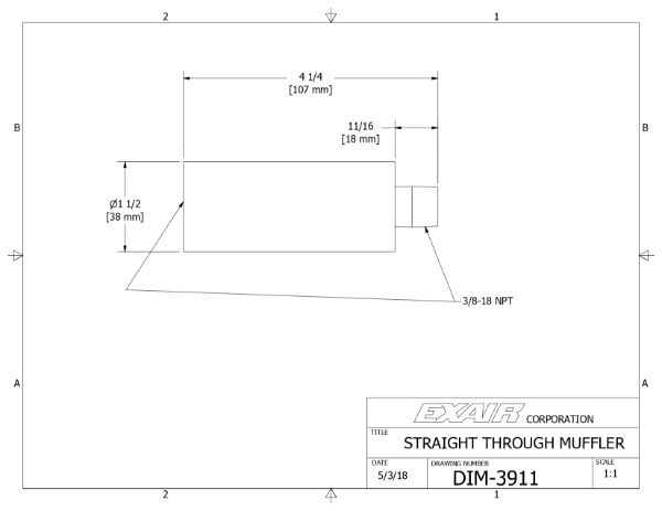 Straight Through Muffler 3/8 NPT