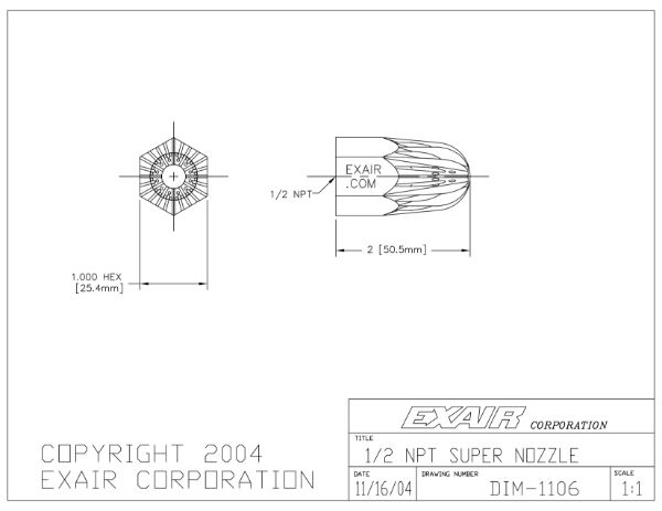 Super Air Nozzle In Zinc Alloy 1/2" BSP Force 1497g