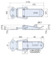 In Line Toggle Latch With Catch Plate Stainless Steel L=115mm