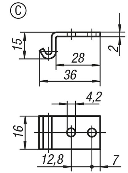 Stainless Steel Catch Plate Form C GH-46.9342382 Dimensions