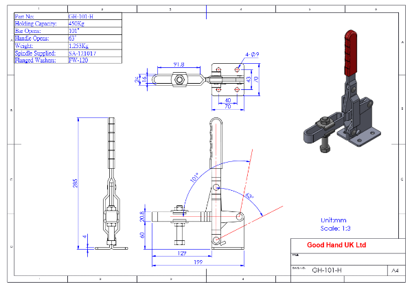 GH-101-H Vertical Toggle Clamp