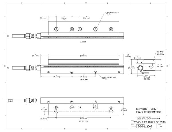 9" (229mm) Gen 4 Super Ionizing Air Knife With Power Supply