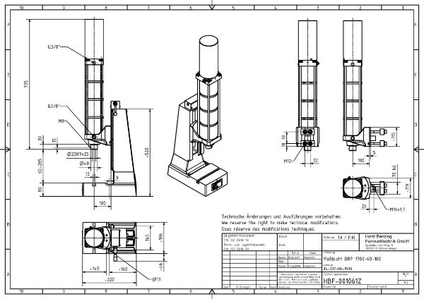 Pneumatic Press 17KN 60mm Stroke Dimension B 60-285mm