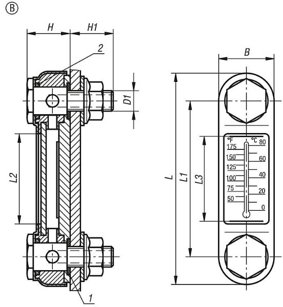 K0444 Oil Level Gauge With Thermometer