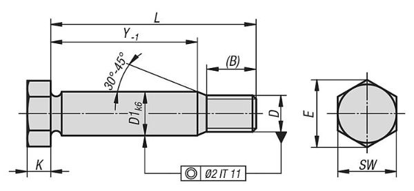K0706 Shoulder Screws With Hexagon Head Drawing