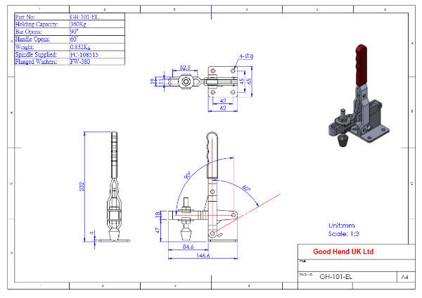 GH-101-EL Vertical Toggle Clamp