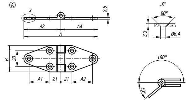 Hinges steel maintenance-free A Drawing