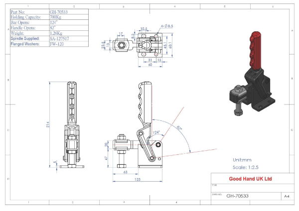 GH-70533 Heavy Duty 700Kg Steel Toggle Clamp