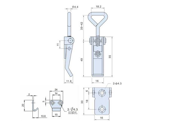 Stainless Steel Adjustable Latch with Catch Plate L=84-91mm