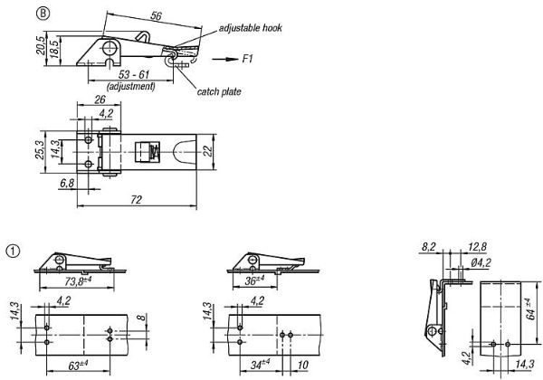 72mm Stainless Steel Adjustable Screw Latch with Safety Clip