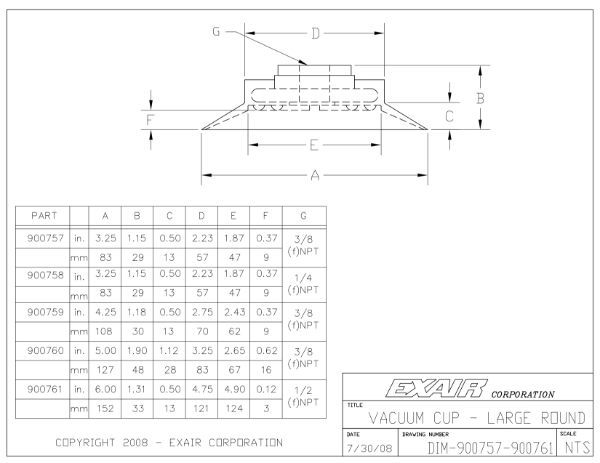 Vacuum Cup Large Round 6"x1.31"