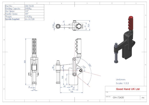 GH-72420 2400Kg Heavy Duty Steel Toggle Clamp