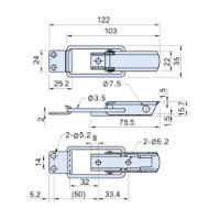 Zinc Plated In Line Toggle Latch With Catch Plate L=122mm