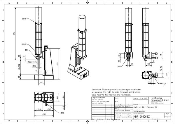 Pneumatic Press 17KN 80mm Stroke Dimension B 60-285mm