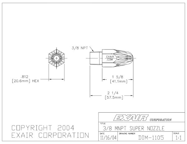 Super Air Nozzle In Zinc Alloy 3/8" BSP Force 850g