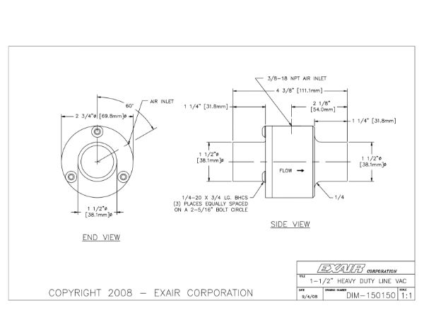 Heavy Duty Line Vac In Hardened Alloy For 1 1/2" Pipe