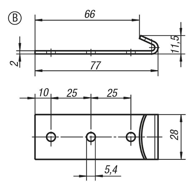 Stainless Steel Catch Plate Form B GH-45.9254772 Dimensions