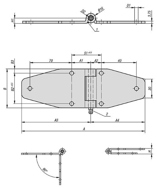 Strap hinge drawing