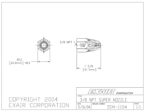 Super Air Nozzle In Zinc Alloy 3/8" BSP Female Force 850g