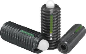 Black oxidised K0328 Spring Plungers With Hexagon Socket & POM Thrust Pin, Good Hand UK