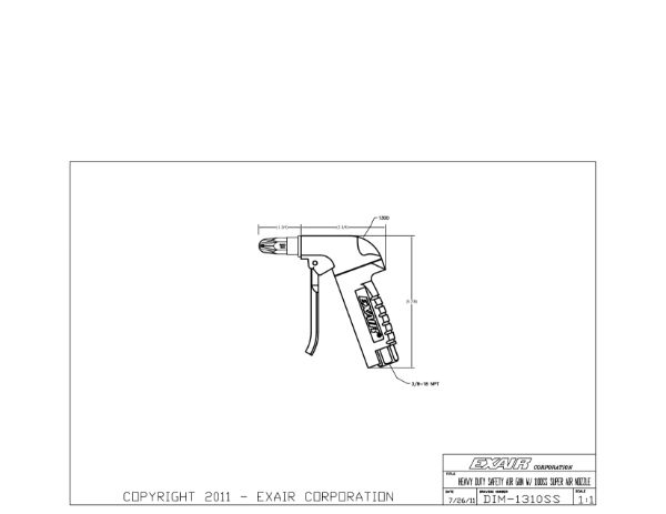 Heavy Duty Safety Air Gun with Model 1100SS Stainless Stainless Super Air Nozzle