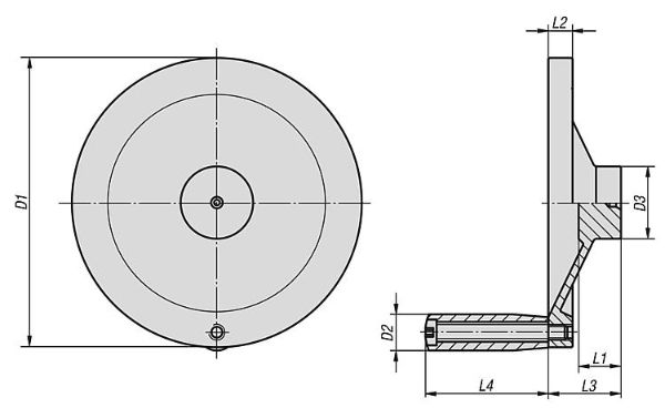 Handwheels disc stainless steel with revolving grip Drawing