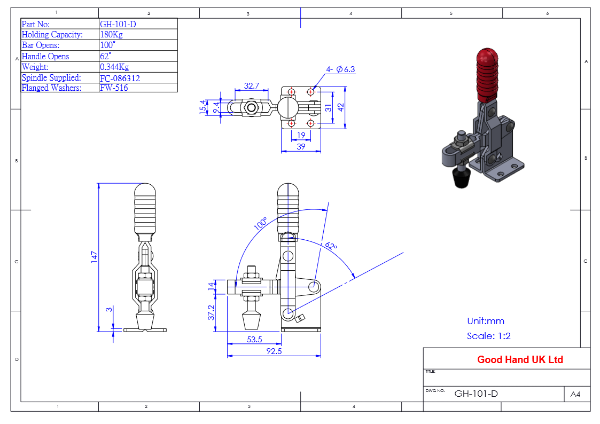 GH-101-D Vertical Toggle Clamp