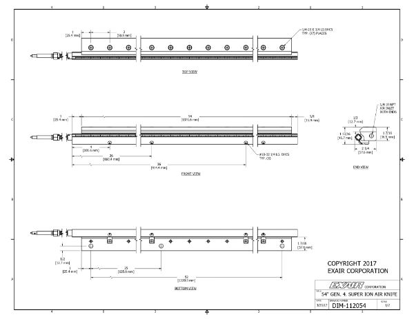 54" (1372mm) Gen 4 Super Ionizing Air Knife & Power Supply