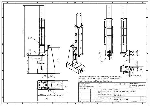 28kN Pneumatic Press 120mm Stroke Dimension B 75mm – 330mm