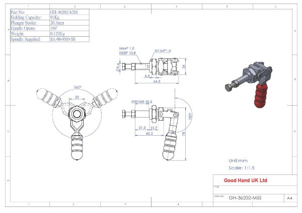 GH-36202-MSS Stainless Steel Push Pull Toggle Clamp