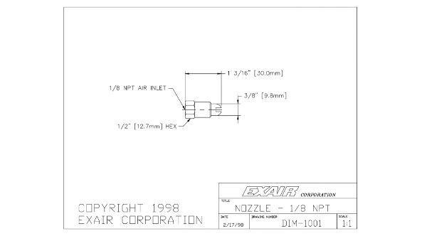 Safety Air Nozzle In Brass 1/8" BSP Force 255g