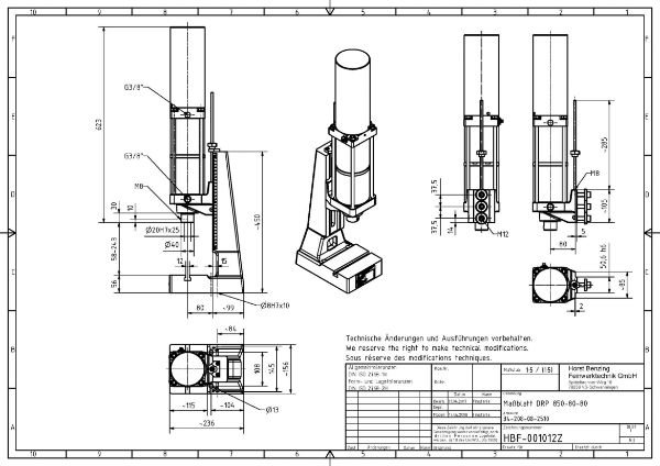 Pneumatic Press 8.5KN 80mm Stroke Dimension B 58-243mm