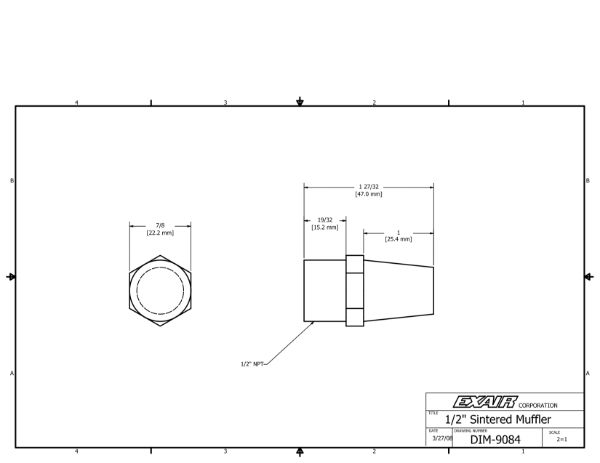 Sintered Bronze Muffler 1/2 NPT