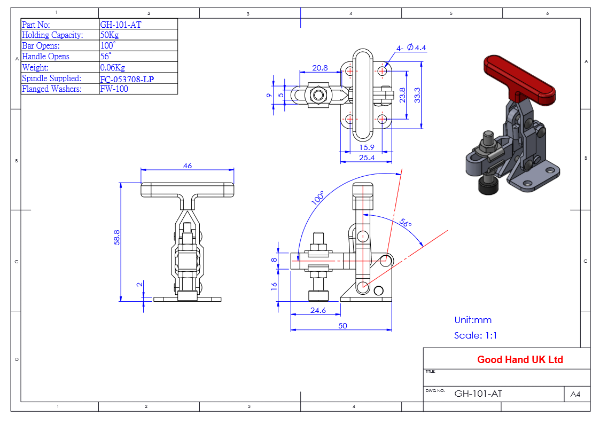 GH-101-AT Low Profile Vertical Toggle Clamp