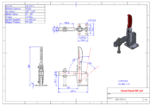 GH-101-J Vertical Toggle Clamp