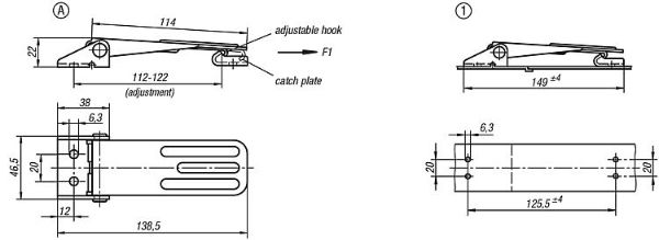 Stainless Steel Adjustable Screw Latch No Lock Length 138mm Dimensions