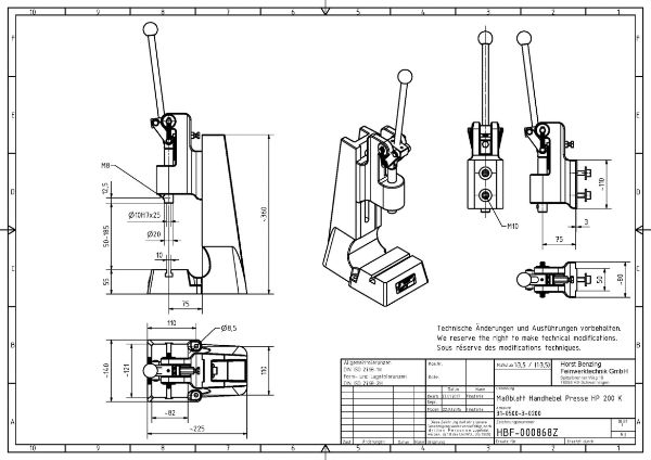 Toggle Press 5.0kN 35mm Stroke Dimension B 50-185mm