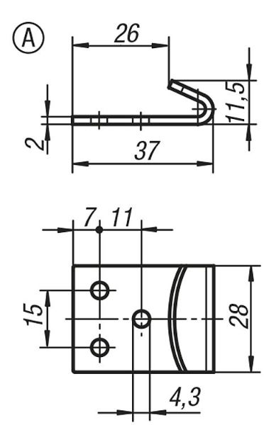 Stainless Steel Catch Plate Form A GH-45.9143372 Dimensions