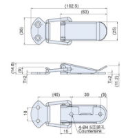 In Line Toggle Latch With Catch Plate Zinc Plated L=102mm