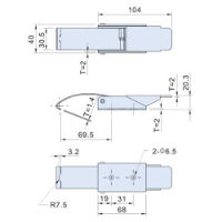 Solid Arm Latch Without Catch Plate Stainless Steel L= 155mm