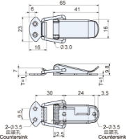 Stainless Steel In Line Toggle Latch With Catch Plate L=65mm