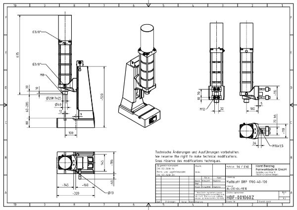 Pneumatic Press 17KN 40mm Stroke Dimension B 60-285mm