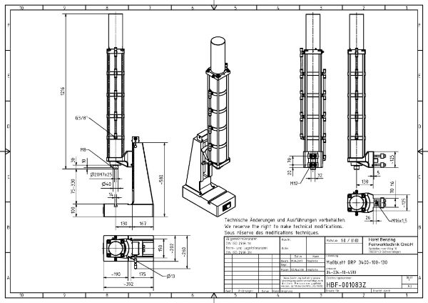 34kN Pneumatic Press 100mm Stroke Dimension B 75mm – 330mm