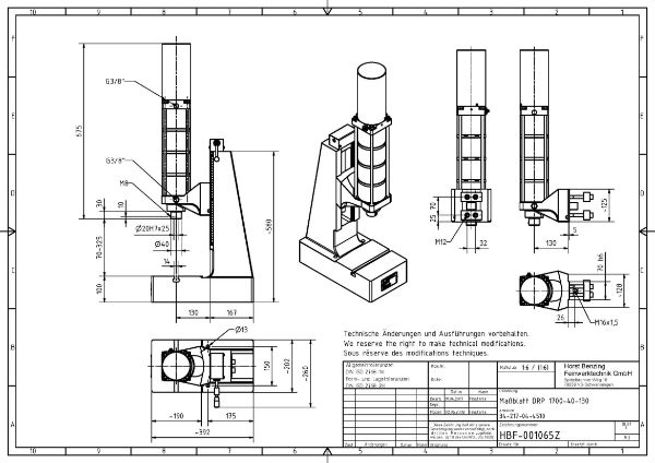 Pneumatic Press 17KN 40mm Stroke Dimension B 70-325mm