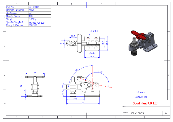 GH-13005 Vertical Clamp with Low Profile