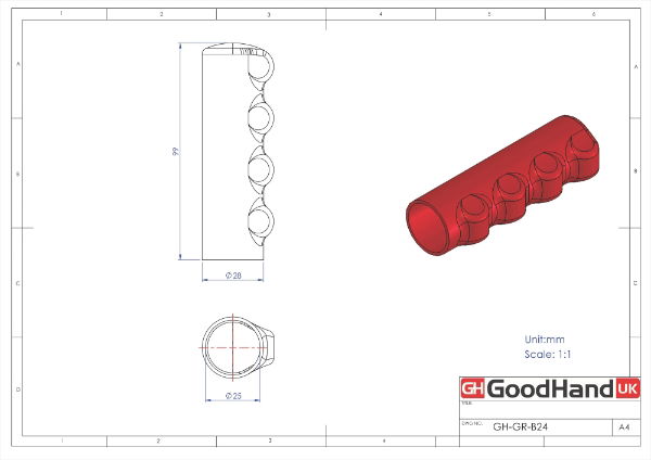 Red PVC Grip to suit 25mm round bar