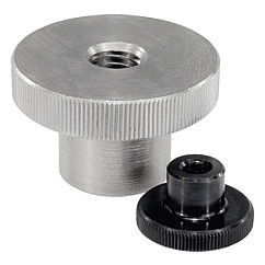 High knurled nuts in steel and stainless steel