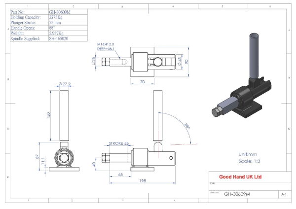 GH-30609M Push Pull Toggle Clamp Plunger Stroke 59.5mm Size 2273Kg