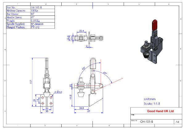 GH-102-B  Vertical Toggle Clamp