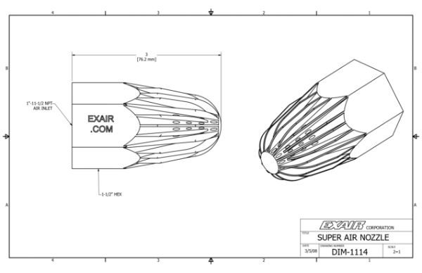 Super Air Nozzle In Zinc Alloy 1"BSP Force 3005g